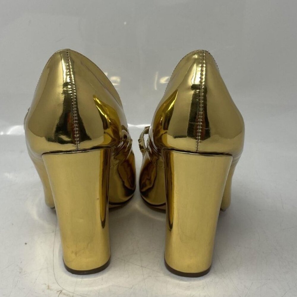 Liliana Women’s Golden Tone Pointed Toe Slip-On Block Pump Heels – Size 8.5 - Picture 4 of 6
